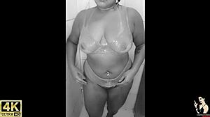 hey why is the camera catching my neighbor masturbating with huge fisting vibrator in the bathroom for her lover?