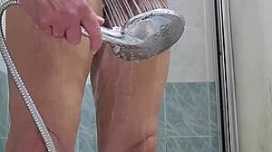 hey, why not jerk off and enjoy that shower head in the bath for pleasure?