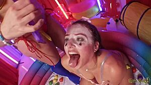 Oh god that clown town ep 1 had an anal threesome with gia and nade nasty teasing huge dildos