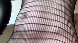 Fetish workout turns steamy with brunette milf in fishnets