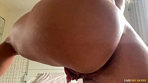 i rub my hard clit on the bed with plug in my curvy milf ass - fabi drumond