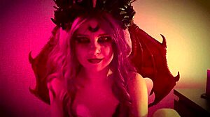 Demon girl unleashes intense Halloween rough ass bending and cumshot in lingerie with monster missionary action.