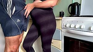 stepson unexpectedly fucked pregnant stepmom in kitchen with blowjob big tits blonde ass bent over fetish homemade amateur action