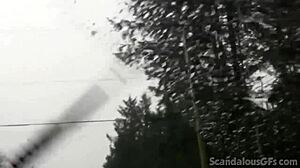 Teen hottie masturbates in car with toys