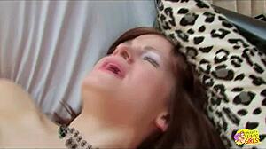 babes humping double dildo in doggy