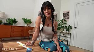 Effy Cutie soaks panties intensely before her muscular friend