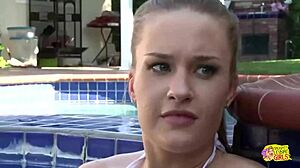 Dirty girl April Brooks talks milf Sarah Vandella into hot taboo sex outdoors