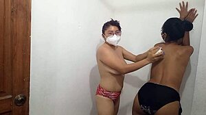 Latina Brunette Whores Bathe Before Brothel Visit