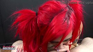 Slim tattooed blonde jackie swallows a hard cock