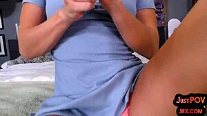 Babe with tattoos boldly rides in pov