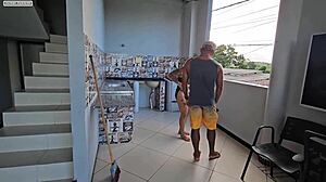 Caught Neighbor Stealing Panties, Let Him Fuck Ass