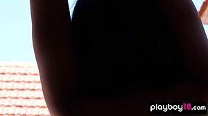 asian hottie angel constance strips naked outdoors, showing off her petite 18+ skinny body in softcore fun