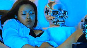 The wonderful blue masturbates for you live with her big dildo?