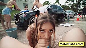 Blonde Girl At Car Wash Fundraiser With JC Wilds Johnny Love