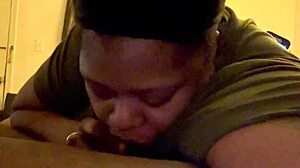 fat babe gives blowjob to giant cock on bed