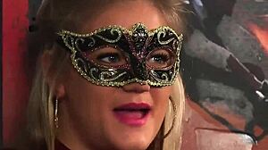 why is this hairy pussy bound blond getting rough fucked with big cock fingering gagging and choking?