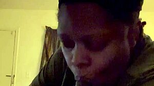 fat babe gives blowjob to giant cock on bed