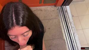 Teen Babe Gets Anal In Elevator With Pov Blowjob And Cum On Ass