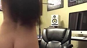 The latina slut dances seductively for her husband, teasing with ass shaking. Then she delivers a steamy wet blowjob, swallowing every drop of his cum.