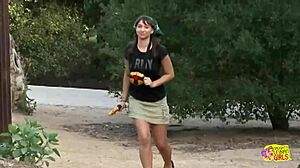 Hot Brunettes Turn Outdoor Fun Into Lesbian Threesome