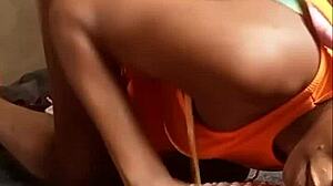 standing doggy african teen takes bbc like a good little slut in rough amateur sex.