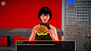 In my new family episode 349, the redhead with big tits plays a game. She teases and reveals her assets in the scene.