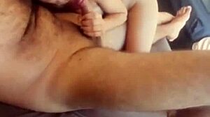 Hot teen sucking cock and flashing pussy