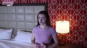 Lucky Seth Brogan Fucks Juicy 18yo Cunt Reese Robbins with Nipple Play Creampie