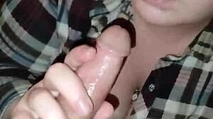 Slut Sucks Big Dick, Gags, Licks Balls, Fucks and Creampied!