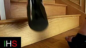 black male with huge cock penetrates beautiful blonde slut in lingerie and heels