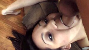 lana violet, uninhibited asian, takes a hard cock in her wet pussy. dark hair shines as she squirts!