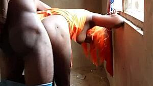 standing doggy african teen takes bbc like a good little slut in rough amateur sex.