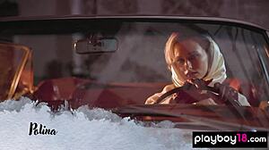 Glamorous blonde muse polina strips naked