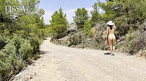 walk and sex outdoors, blowjob interrupted by cum in ass