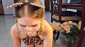 Beautiful Blonde Teen 18+ Girlfriend With Glasses Delivers Intense Deepthroat Blowjob In POV