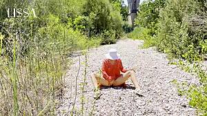 walk and sex outdoors, blowjob interrupted by cum in ass