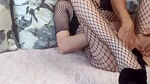 Wife in Fishnet Bodysuit Filmed for Porn
