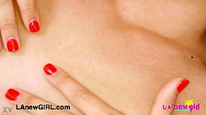 Lovely brunette beauty reveals her stunning figure on the sofa