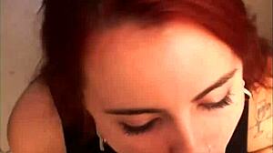 Redhead novice gives total oral to director.