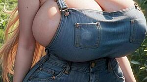 this ai-generated model with big tits stuns in art piece 130, a true digital beauty.