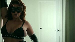 big tits latina la sirena 69 poses naked in leather lingerie, showing perfect body and ass