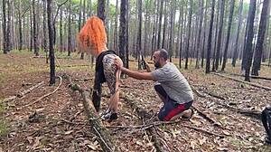 redhead exhibitionism on trail leads to outdoor sex?