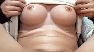 Masked Beautiful Woman In Crossdressing Masturbates While Streaming