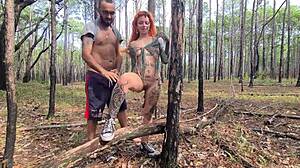 redhead exhibitionism on trail leads to outdoor sex?