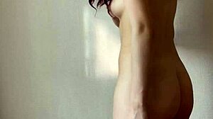 Skinny redhead tries on new panties in lingerie