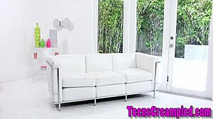 Blonde teen gets creampie in pov blowjob and fucking scene.