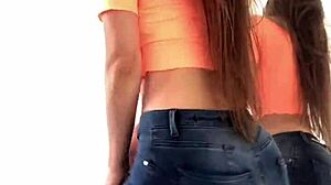 Horny Latina In Leggings Or Jeans Shows Big Ass In European Outdoor Public Scene