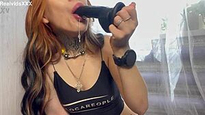 toy blowjob with lots of saliva.