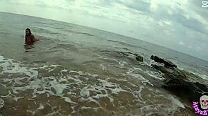 española tetona, are you watching her follando in public beach with big tits blowjob and outdoor doggystyle??