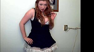 I strip as redheaded slut, teasing with ass and ripped clothes for fun